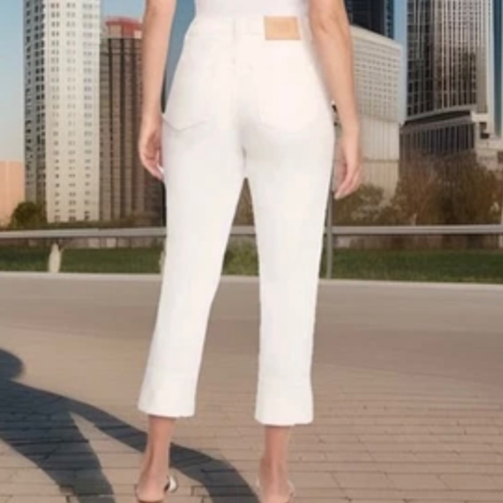 Frye High-Rise Crop Jeans Cuffed Hem Ivory Denim Women's Quick Ship - Picture 4 of 6